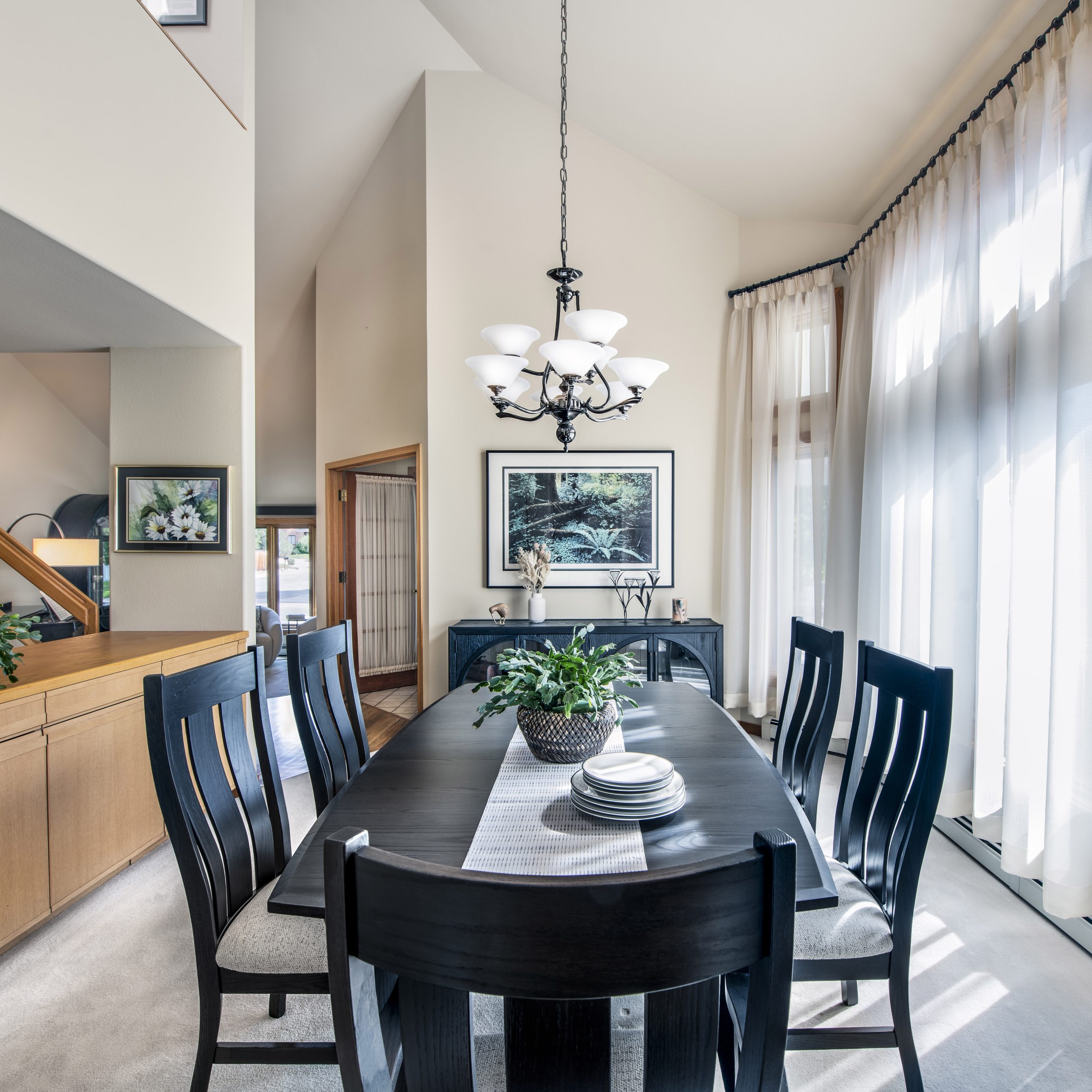 Black Wooden Dining Table with Dining Chairs